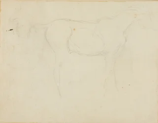 Sketch of a Horse Facing Right and a Caricature in Profile