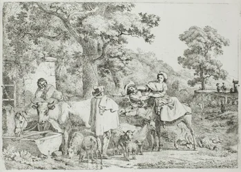 Cow and Horse at the Trough