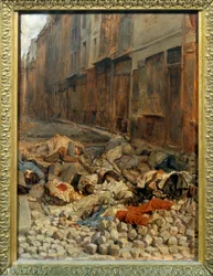 Revolution of 1848: “The Barricade in Rue de la Mortellerie in June 1848, or Memory of Civil War”, 1848, 0.29 x 0.22 m, Paris, Louvre Museum