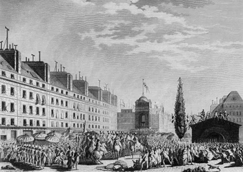 French Revolution: Proclamation of the Constitution at Place du Marche des Innocents in Paris on September 14