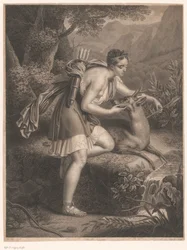 Nymph of Diana Removing an Arrow from the Neck of a Deer