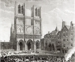 Thomas de Mahy (1744-90) Marquis of Favras Making Honourable Amends Before Notre-Dame, Engraved by Pierre Gabriel Berthault (1737-1831)