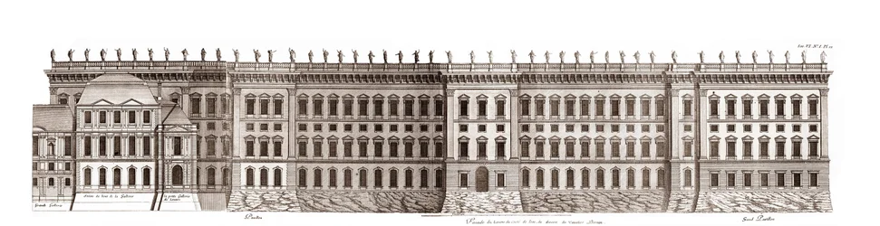The Louvre in Paris, Project of Gian Lorenzo Bernini: Elevation of the Main Facade Facing the Seine - From 