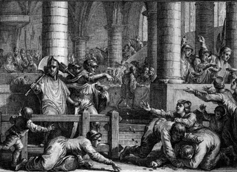 Carolingian Period: Soldiers Throw Coins to the People - Engraving by Jean Michel Moreau