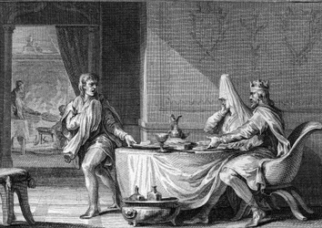Robert II the Pious (c. 970-1031), king of France, excommunicated in 997 following his marriage to his cousin Berthe of Burgundy (Engraving by Moreau the Young, 18th century)