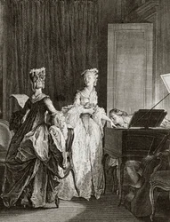 Saint Preux and Claire at the harpsichord in 