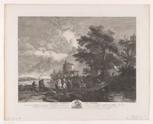 Hunting Party in a Landscape with Bridge (Prints after Paintings by Philips Wouwerman)