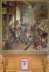 Etienne Marcel protecting the Dauphin from the Mob in 1358