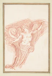 Corner detail with partially nude male figure