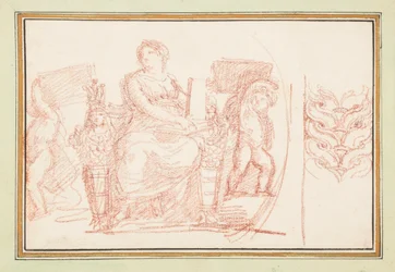 Seated Female Figure with Books and Putti