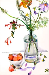 Floral Study With Pomegranates