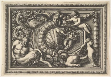 Design for a Panel with Two Variants containing a Satyr and a Sphynx, 17th century