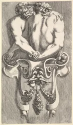 Design for a Term with Two Embracing Satyrs, from: Curieuses Recherches de Plusieurs Beaux