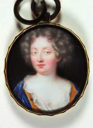 Lady in an Orange-Lined Blue Dress