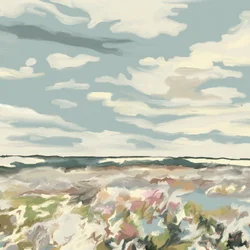 Dune Flowers Ocean Sky