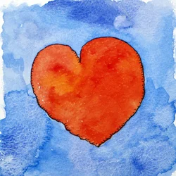 Red heart on blue