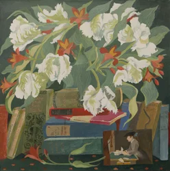 Tulips, books and postcards