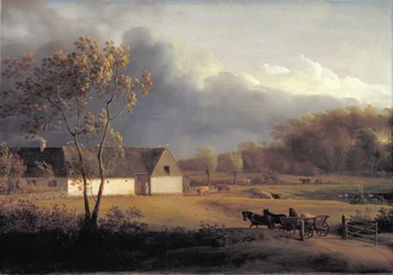 A Storm Brewing Behind a Farmhouse in Zealand