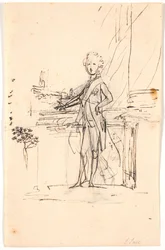 Composition Draft for Full-Length Portrait of Frederick the Sixth as a Young Crown Prince. Standing by a Table, Facing Left