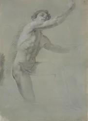 Model Seen from the Front, Kneeling on Right Knee; Not Fully Drawn