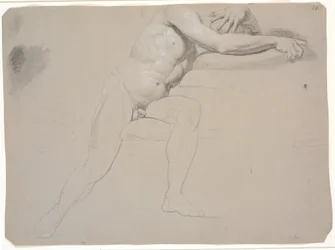 Model Sitting, with Head and Arms Supported on Cushions; Not Fully Drawn