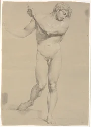 Model Standing Facing Forward with Raised Arms