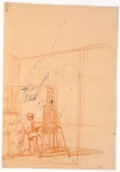 Study of the Right Arm of a Standing Male Figure and a Composition Sketch for a Double Portrait of Juel and His Wife at the Easel
