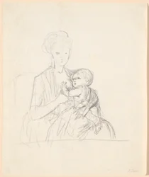 Draft for the Portrait of Countess Sophie Magdalene Raben, Born von Qualen, with Her Eldest Son, Born 1784