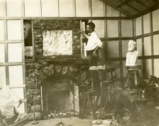 Karl Bitter (sculptor) building his fireplace himself