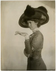 Profile of feathered hat, c.1905-18