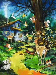 Woodland Animals Visit a Fairy House