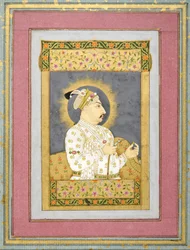 Portrait of Muhammad Shah Holding an Emerald and the Mouthpiece of a Huqqa, c.1730