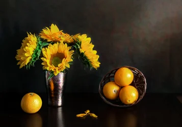 Golden Sunflowers and Oranges