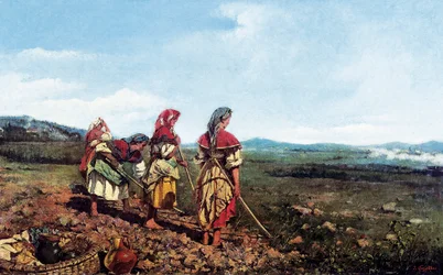 Neapolitan Landscape with Characters. Neapolitan Peasants Plowing a Field