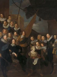 Officers and Other Civic Guardsmen of the XIX District of Amsterdam, Under the Command of Captain Cornelis Bicker and Lieutenant Frederick van Banchem, Waiting to Welcome Marie de Médicis, 1 September 1638