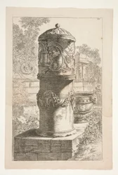 A Tall Covered Urn and a Bowl in a Landscape with Classical Ruins