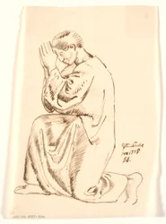 Kneeling, Praying Young Man in Profile