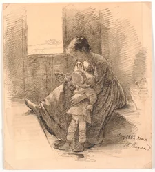 Woman and Child in a Railway Compartment