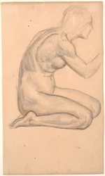 Model Study; Kneeling Woman in Profile to the Right