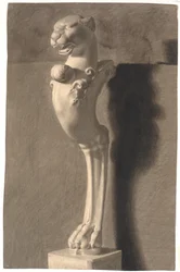Drawing after Plaster. Copy after Antique (?) Sculpture. Ornament with Lion Head and Foot