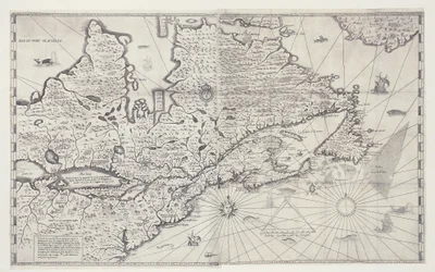 Map of Canada, Engraving from Survey by Samuel de Champlain
