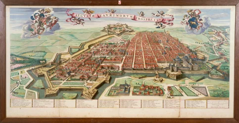 Map of Turin, from Theatrum Sabaudiae, engraving