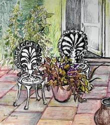 Chairs on the Terrace, with Pots