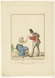 Standing Soldier with Seated Egg Seller (series title: Uniforms and Costumes)
