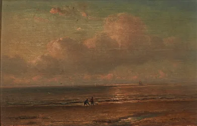 Figures By the Coast at Dusk