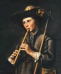 A Shepherd Playing the Pipes