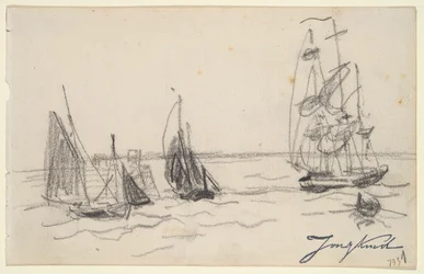 Small Sailboats and a Three-Master