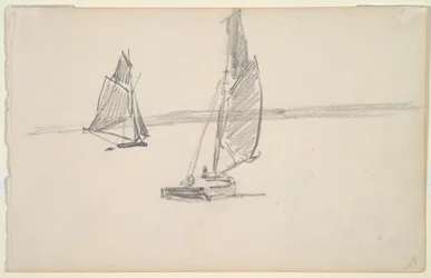 Two Fishing Boats on Calm Water (recto); Two Sailboats on Calm Water (verso)