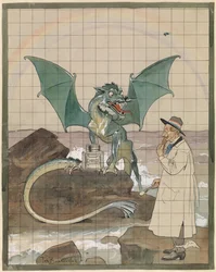 Artist with Dragon by a Pot Chinol