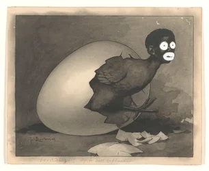 Design for an Illustration in De Amsterdammer: A Black Man Crawls out of an Egg (19 April 1930)